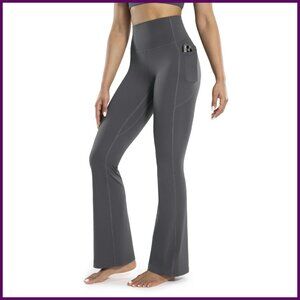 High Waisted Flare Yoga Pants with Pockets Tummy Control 30"